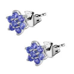 Tansanit Ohrstecker, 925 Silber Platiniert, Ca. 1.04 Ct -Schmuck Shoplc 7260182 3