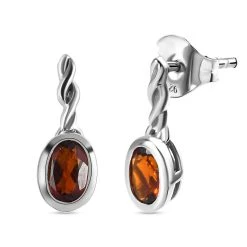 Kirsch Citrin Ohrringe, 925 Silber Platiniert Ca. 0.71 Ct