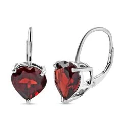 Natürliche Mosambik Granat Herz-Ohrringe, 925 Silber Platiniert Ca. 7.28 Ct