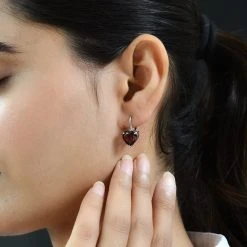 Natürliche Mosambik Granat Herz-Ohrringe, 925 Silber Platiniert Ca. 7.28 Ct -Schmuck Shoplc 7260515 2