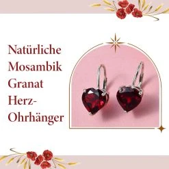 Natürliche Mosambik Granat Herz-Ohrringe, 925 Silber Platiniert Ca. 7.28 Ct -Schmuck Shoplc 7260515 3