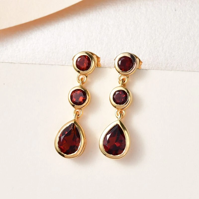 Kirsch Citrin Ohrringe, 925 Silber Vergoldet Ca. 1.86 Ct 4 Kirsch Citrin Ohrringe, 925 Silber Vergoldet Ca. 1.86 Ct – Bild 2