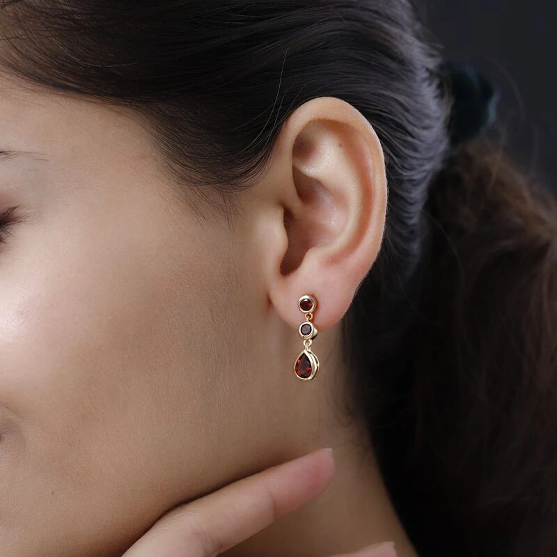 Kirsch Citrin Ohrringe, 925 Silber Vergoldet Ca. 1.86 Ct 5 Kirsch Citrin Ohrringe, 925 Silber Vergoldet Ca. 1.86 Ct – Bild 3