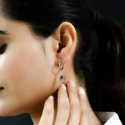 Kirsch Citrin Und Weiße Zirkon Ohrringe, 925 Silber Platiniert Ca. 0.83 Ct -Schmuck Shoplc 7260720 2