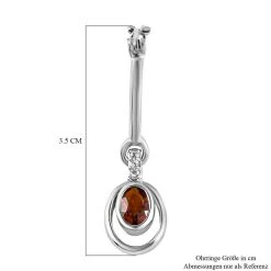 Kirsch Citrin Und Weiße Zirkon Ohrringe, 925 Silber Platiniert Ca. 0.83 Ct -Schmuck Shoplc 7260720 5