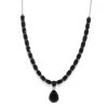 Schwarze Turmalin Halskette, Ca. 45 Cm, 925 Silber Platiniert Ca. 33.82 Ct -Schmuck Shoplc 7260751