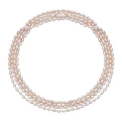 Weiße Süßwasserzuchtperlen Halskette, 255 Cm