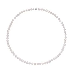 Weiße Süßwasserzucht Perlen Halskette, (8-9mm), Ca. 60 Cm, Edelstahl