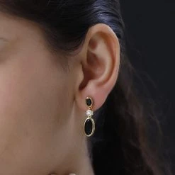 Schwarze Turmalin Ohrringe, 925 Silber Vergoldet Ca. 5.18 Ct 10 Schwarze Turmalin Ohrringe, 925 Silber Vergoldet Ca. 5.18 Ct -Schmuck Shoplc 7261590 2