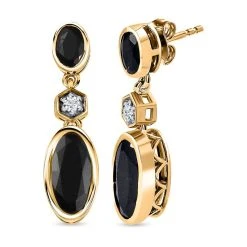 Schwarze Turmalin Ohrringe, 925 Silber Vergoldet Ca. 5.18 Ct 11 Schwarze Turmalin Ohrringe, 925 Silber Vergoldet Ca. 5.18 Ct -Schmuck Shoplc 7261590 3