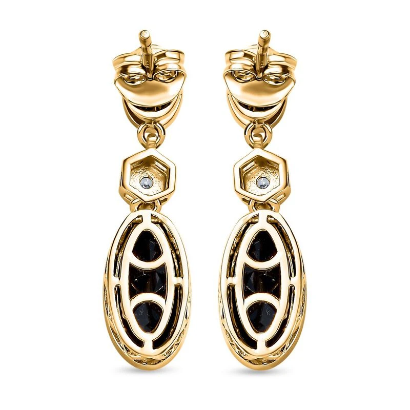 Schwarze Turmalin Ohrringe, 925 Silber Vergoldet Ca. 5.18 Ct 7 Schwarze Turmalin Ohrringe, 925 Silber Vergoldet Ca. 5.18 Ct – Bild 5