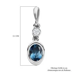 London Blau Topas Und Weiße Zirkon Ohrringe, 925 Silber Platiniert Ca. 1.98 Ct -Schmuck Shoplc 7262591 4