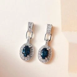 London Blau Topas Und Weiße Zirkon Ohrringe, 925 Silber Platiniert Ca. 9.17 Ct 9 London Blau Topas Und Weiße Zirkon Ohrringe, 925 Silber Platiniert Ca. 9.17 Ct -Schmuck Shoplc 7262648 1