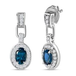 London Blau Topas Und Weiße Zirkon Ohrringe, 925 Silber Platiniert Ca. 9.17 Ct 11 London Blau Topas Und Weiße Zirkon Ohrringe, 925 Silber Platiniert Ca. 9.17 Ct -Schmuck Shoplc 7262648 3