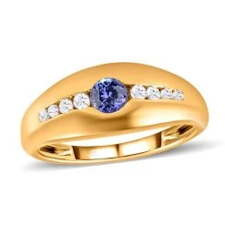 Tansanit Und Weißer Zirkon Ring, 925 Silber Vergoldet (Größe 17.00), Ca. 0.54 Ct 12 Tansanit Und Weißer Zirkon Ring, 925 Silber Vergoldet (Größe 17.00), Ca. 0.54 Ct -Schmuck Shoplc 7263510 3