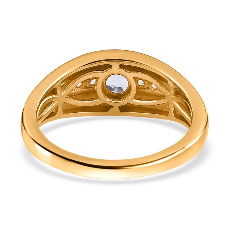 Tansanit Und Weißer Zirkon Ring, 925 Silber Vergoldet (Größe 17.00), Ca. 0.54 Ct 8 Tansanit Und Weißer Zirkon Ring, 925 Silber Vergoldet (Größe 17.00), Ca. 0.54 Ct – Bild 6