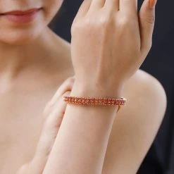 Salamanca Feueropal Armband, Ca. 19 Cm, 925 Silber Platiniert Ca. 9.74 Ct -Schmuck Shoplc 7263643 2