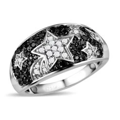 GP Kollektion - Weißer Und Schwarzer Diamant Ring, 925 Silber Platiniert (Größe 20.00) Ca. 0.50 Ct 12 GP Kollektion - Weißer Und Schwarzer Diamant Ring, 925 Silber Platiniert (Größe 20.00) Ca. 0.50 Ct -Schmuck Shoplc 7263967 3