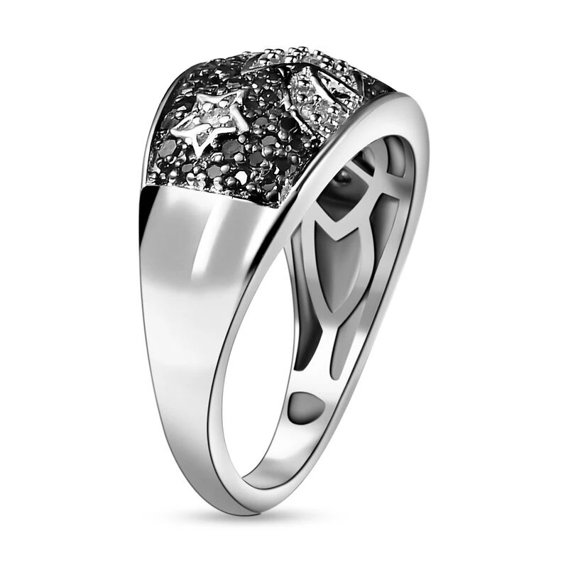 GP Kollektion - Weißer Und Schwarzer Diamant Ring, 925 Silber Platiniert (Größe 20.00) Ca. 0.50 Ct 7 GP Kollektion - Weißer Und Schwarzer Diamant Ring, 925 Silber Platiniert (Größe 20.00) Ca. 0.50 Ct – Bild 5