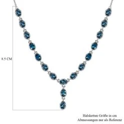London Blau Topas Collier, Ca. 45 Cm, 925 Silber Platiniert Ca. 9.18 Ct -Schmuck Shoplc 7264293 5