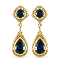 London Blau Topas Ohrringe, 925 Silber Vergoldet Ca. 4.20 Ct
