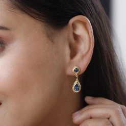 London Blau Topas Ohrringe, 925 Silber Vergoldet Ca. 4.20 Ct -Schmuck Shoplc 7264325 2