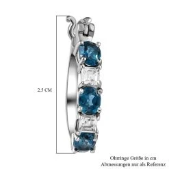London Blau Und Weiße Topas Creolen, 925 Silber Platiniert Ca. 2.48 Ct -Schmuck Shoplc 7264365 4