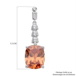 Champagner Und Weiße Zirkonia Ohrringe, Edelstahl Ca. 18.47 Ct -Schmuck Shoplc 7265512 4