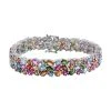 Natürlicher Mehrfarbiges-Turmalin Armband, Ca. 20 Cm, 925 Silber Platiniert Ca. 25.73 Ct -Schmuck Shoplc 7265531