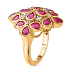 Afrikanischer Rubin (Fissure Gefüllt), Weißer Zirkon Ring, 925 Silber Vergoldet (Größe 17.00) Ca. 4.00 Ct -Schmuck Shoplc 7265772 4