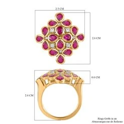 Afrikanischer Rubin (Fissure Gefüllt), Weißer Zirkon Ring, 925 Silber Vergoldet (Größe 17.00) Ca. 4.00 Ct -Schmuck Shoplc 7265772 6