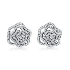 Weißer Zirkonia Ohrringe, Messing Rhodiniert Ca. 1.00 Ct