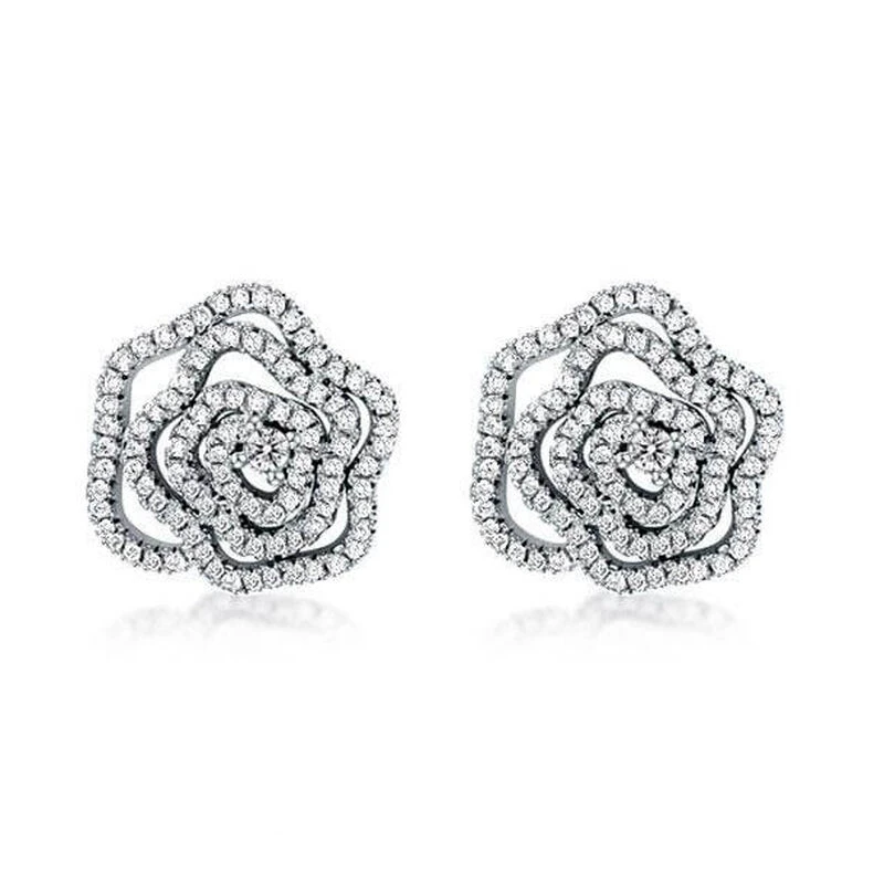 Weißer Zirkonia Ohrringe, Messing Rhodiniert Ca. 1.00 Ct 3 Weißer Zirkonia Ohrringe, Messing Rhodiniert Ca. 1.00 Ct