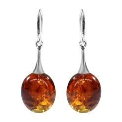 Natürliche, Baltische Bernstein Ohrringe, 925 Silber Ca. 32.50 Ct