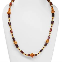 Natürliche, Baltische Bernstein Halskette, Ca. 63.5 Cm, 925 Silber Ca. 81.25 Ct