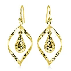 Charme Tropfen Ohrhänger, 925 Silber Vergoldet Ca. 2,70g