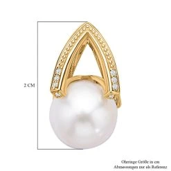 Weiße Edison Perle, Weiße Zirkon Ohrringe, 925 Silber Gelbgold Vermeil Ca. 0.25 Ct -Schmuck Shoplc 7266562 4