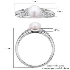 Weiße Süßwasserzuchtperle, Weißer Zirkonia Ring, 925 Silber Rhodiniert, (Größe 20.00), Ca. 0.27 Ct 13 Weiße Süßwasserzuchtperle, Weißer Zirkonia Ring, 925 Silber Rhodiniert, (Größe 20.00), Ca. 0.27 Ct -Schmuck Shoplc 7266773 5