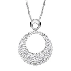 Weiße Kristall Halskette, Silberfarben Ca. 73.75 Cm