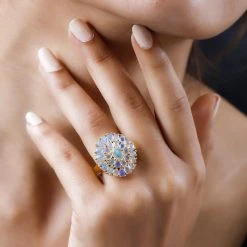 Natürlicher, äthiopischer Welo Opal Ring, 925 Silber Vergoldet (Größe 17.00) Ca. 3.83 Ct -Schmuck Shoplc 7266943 2