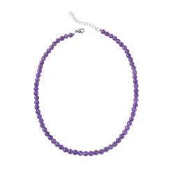 Afrikanische Amethyst Halskette, (5-7mm), Ca. 45 Cm, Edelstahl Ca. 130.00 Ct