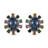 GP Celestial Kollektion - Blauer Stern Saphir (Diffundierter) Und Mehrfach-Turmalin Ohrringe, 925 Silber Platiniert Ca. 6.96 Ct -Schmuck Shoplc 7267163