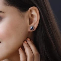 GP Celestial Kollektion - Blauer Stern Saphir (Diffundierter) Und Mehrfach-Turmalin Ohrringe, 925 Silber Platiniert Ca. 6.96 Ct -Schmuck Shoplc 7267163 2