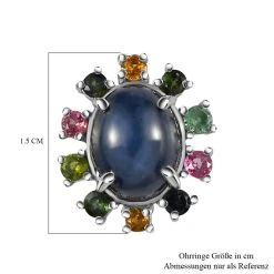 GP Celestial Kollektion - Blauer Stern Saphir (Diffundierter) Und Mehrfach-Turmalin Ohrringe, 925 Silber Platiniert Ca. 6.96 Ct -Schmuck Shoplc 7267163 4