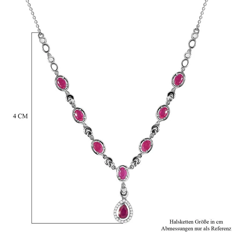 Afrikanisches Rubin (Fissure Gefüllt) Collier, Ca. 45 Cm, 925 Silber Platiniert Ca. 6.40 Ct 8 Afrikanisches Rubin (Fissure Gefüllt) Collier, Ca. 45 Cm, 925 Silber Platiniert Ca. 6.40 Ct – Bild 6