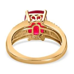 Afrikanischer Rubin (Fissure Gefüllt) Und Weißer Zirkon Ring, 925 Silber Vergoldet (Größe 18.00) Ca. 4,94 Ct 14 Afrikanischer Rubin (Fissure Gefüllt) Und Weißer Zirkon Ring, 925 Silber Vergoldet (Größe 18.00) Ca. 4,94 Ct -Schmuck Shoplc 7267270 5