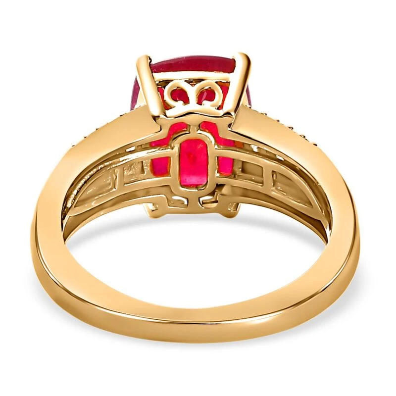 Afrikanischer Rubin (Fissure Gefüllt) Und Weißer Zirkon Ring, 925 Silber Vergoldet (Größe 18.00) Ca. 4,94 Ct 8 Afrikanischer Rubin (Fissure Gefüllt) Und Weißer Zirkon Ring, 925 Silber Vergoldet (Größe 18.00) Ca. 4,94 Ct – Bild 6
