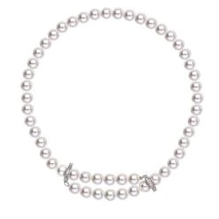 Weiße Muschelkernperle, Weiße Zirkonia Halskette, Ca. 56 Cm Messing Ca. 2.50 Ct -Schmuck Shoplc 7267368 3