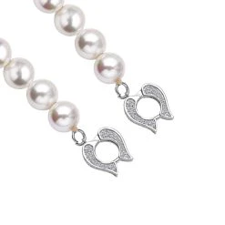 Weiße Muschelkernperle, Weiße Zirkonia Halskette, Ca. 56 Cm Messing Ca. 2.50 Ct -Schmuck Shoplc 7267368 4