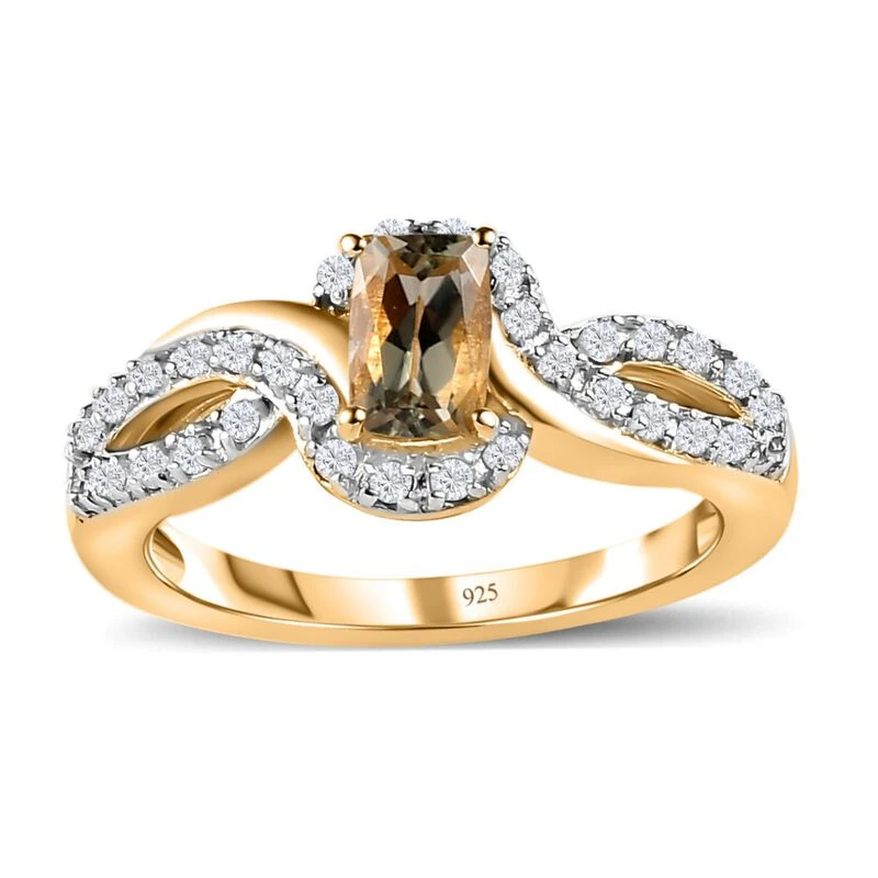 AAA Turkizit, Weißer Zirkon Ring 925 Silber Gelbgold Vermeil (Größe 21.00) Ca. 1,11 Ct 6 AAA Turkizit, Weißer Zirkon Ring 925 Silber Gelbgold Vermeil (Größe 21.00) Ca. 1,11 Ct – Bild 4